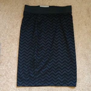 Black Stretch Pencil Skirt Chevron Size M